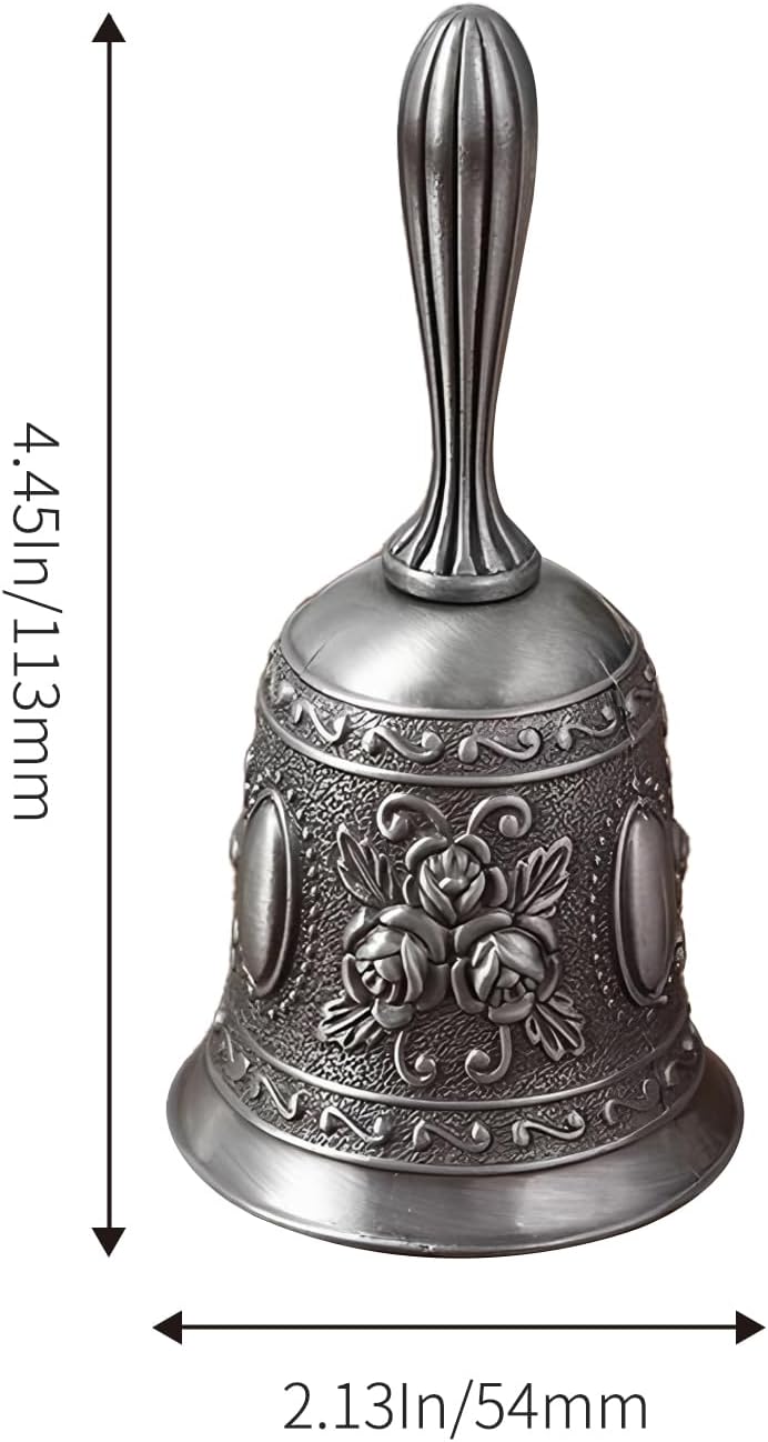 ARKLOID 1 Pack Vintage Hand Bell for Wedding,Dinner,Gift (Antique Silver) - Image 1